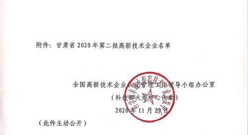 甘肃扬帆起航企业管理咨询顺利通过2020年度高新技术企业备案